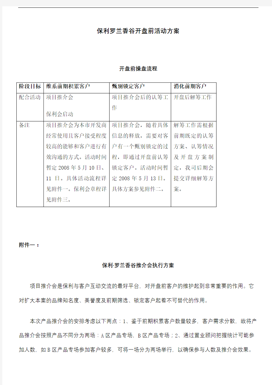 地产活动保利罗兰香谷开盘前活动方案