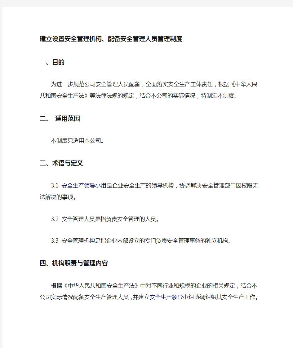 建立设置安全管理机构