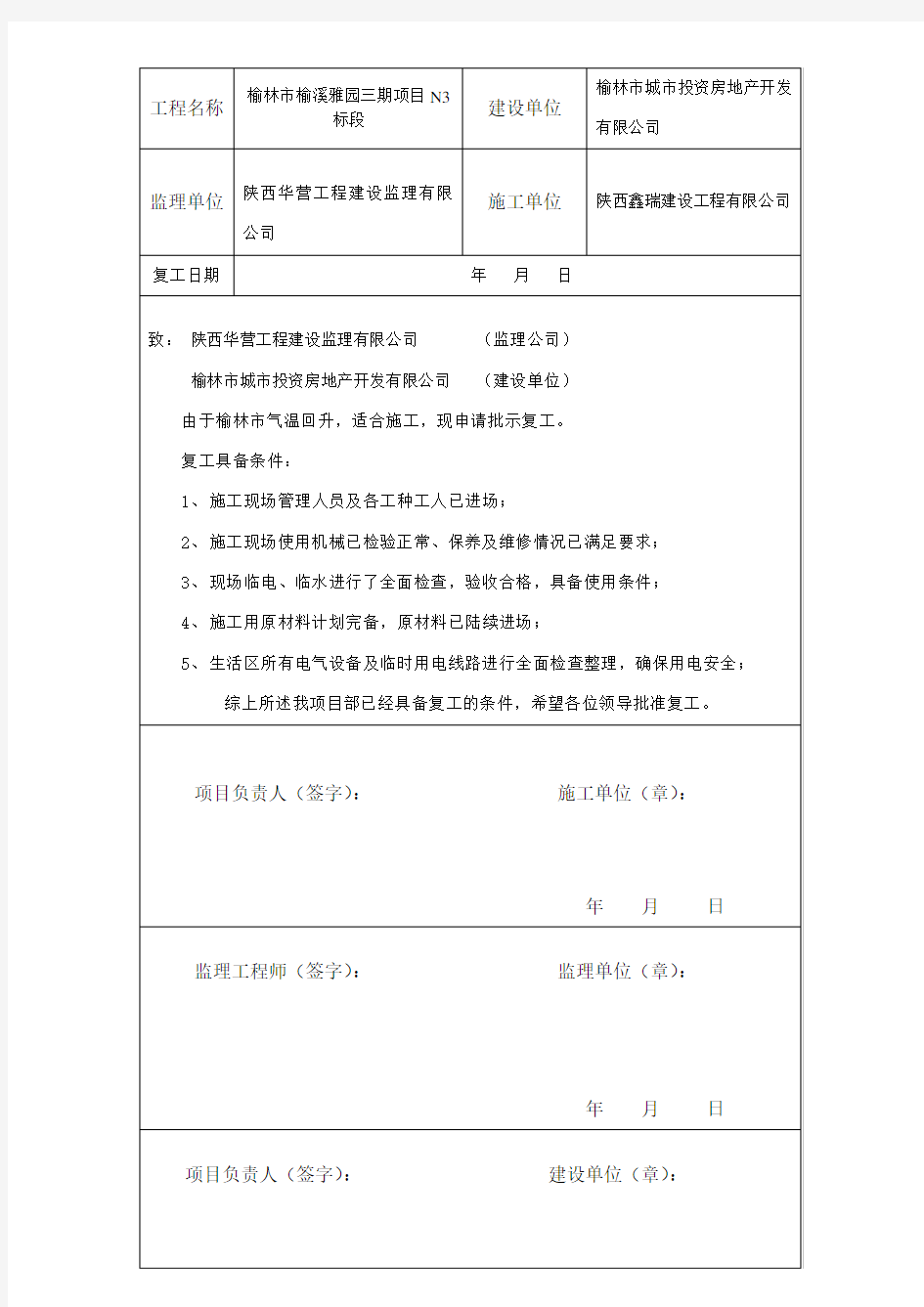 复工安全检查表