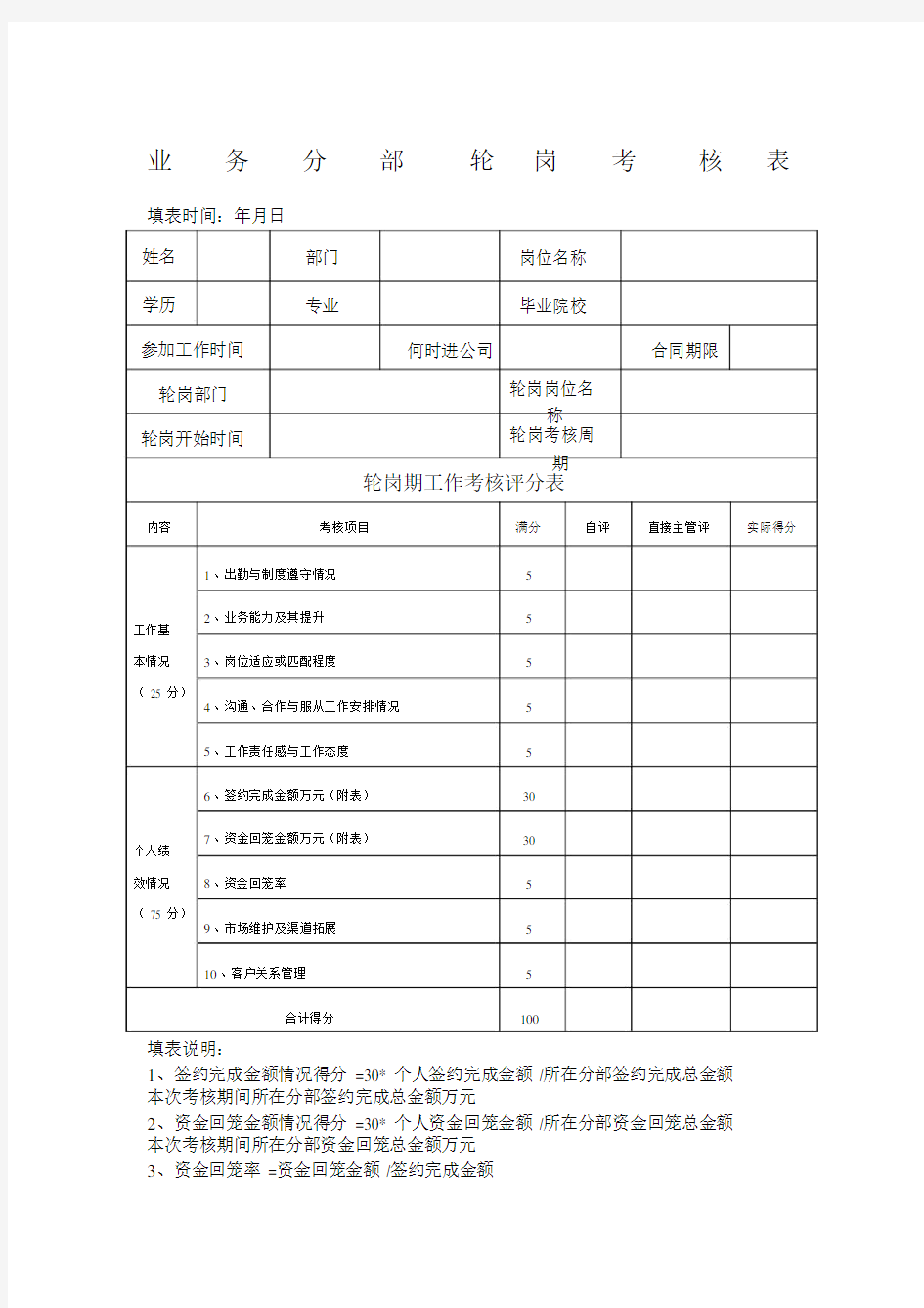 轮岗实习考核表.doc