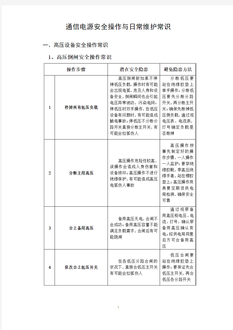 通信电源安全操作与日常维护常识