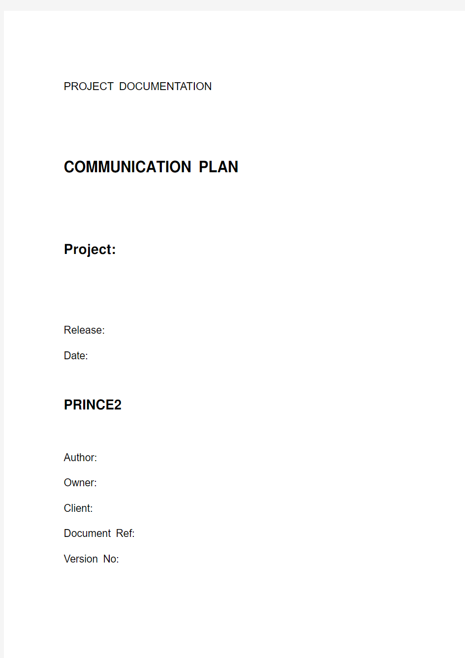 项目管理沟通计划模板