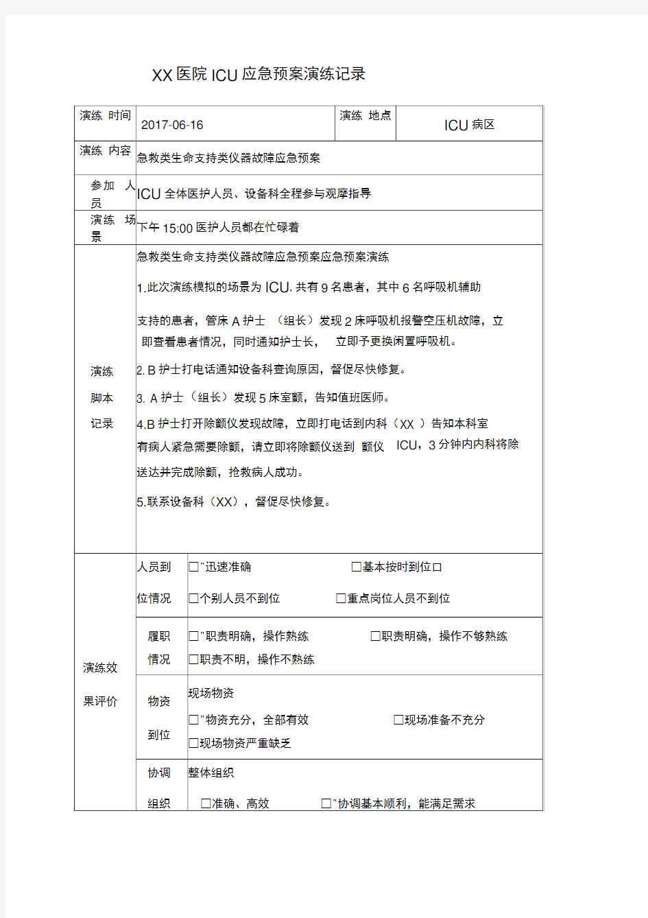 急救类生命支持类应急预案演练