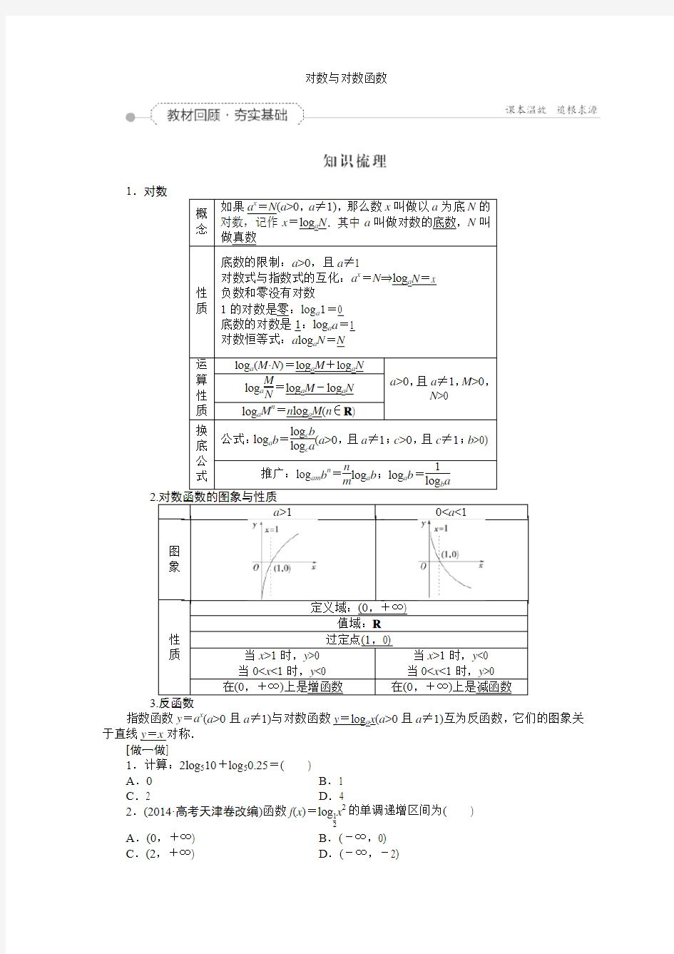 对数与对数函数(学生版)