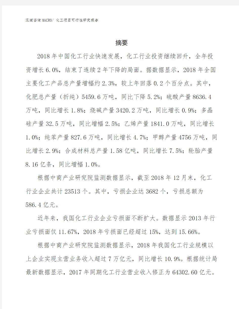 化工项目可行性研究报告 (1)