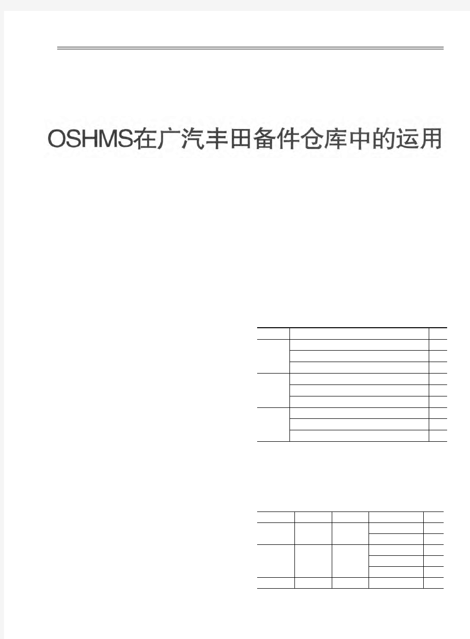 OSHMS在广汽丰田备件仓库中的运用