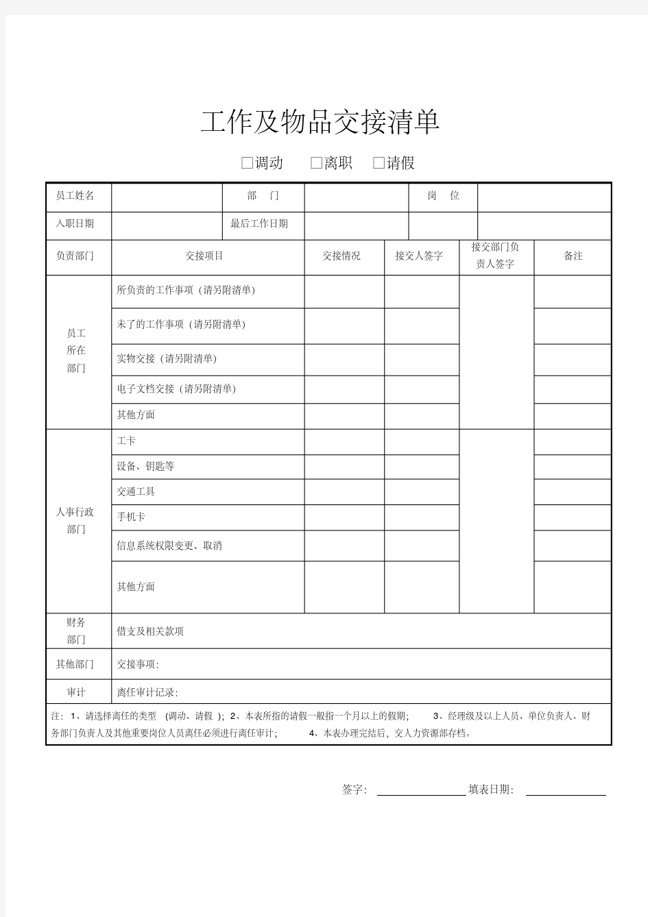 工作及物品交接清单(完整)