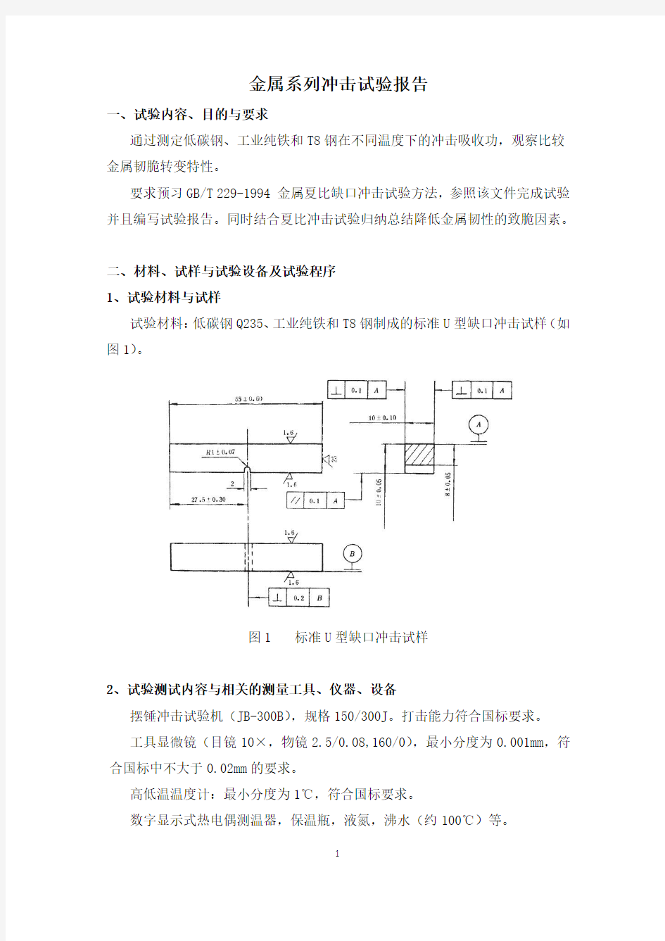 金属系列冲击试验报告