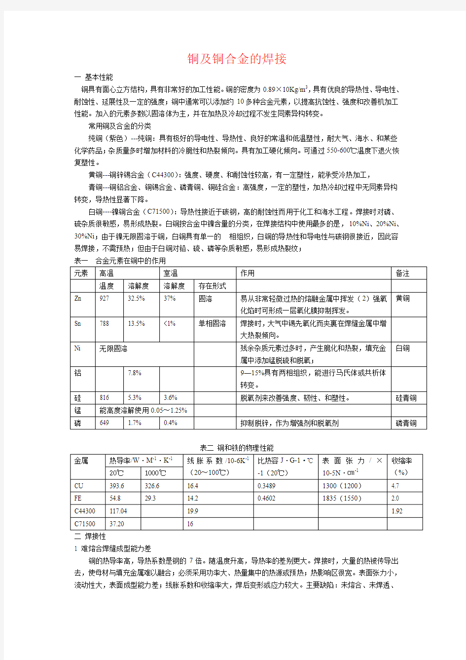 铜及铜合金的焊接