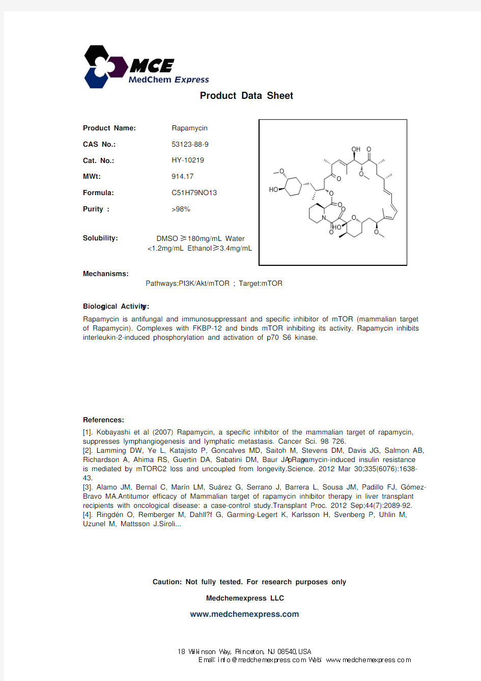 Rapamycin_53123-88-9_DataSheet_MedChemExpress