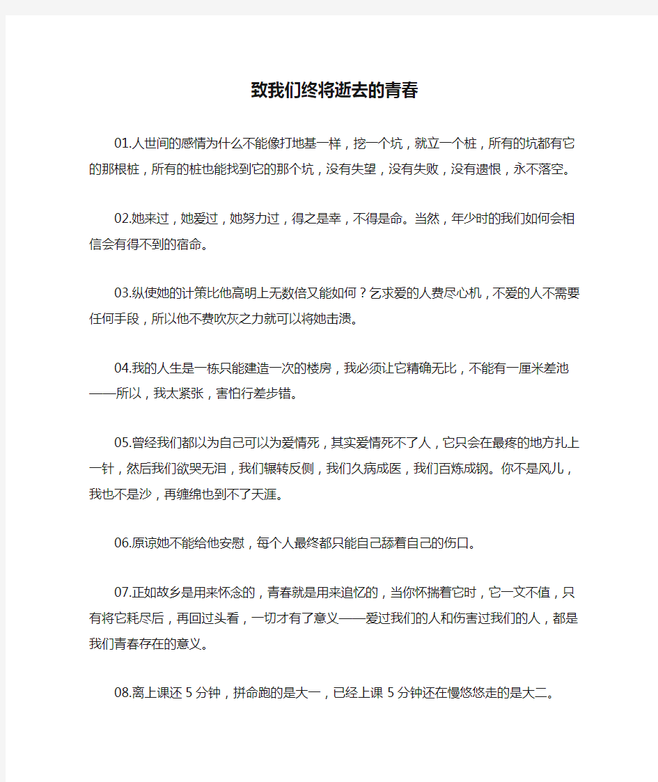 致我们终将逝去的青春经典语句