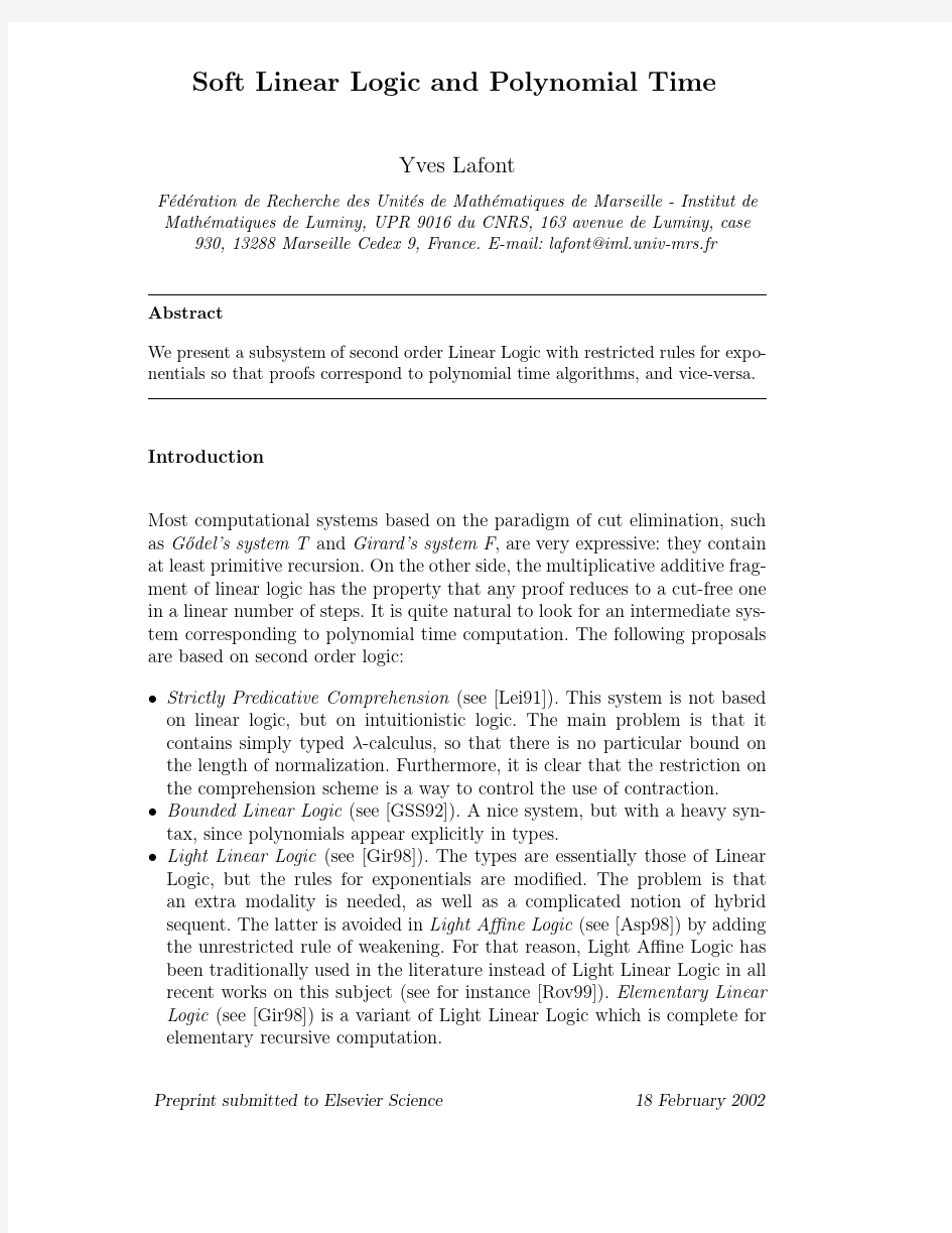 Soft linear logic and polynomial time