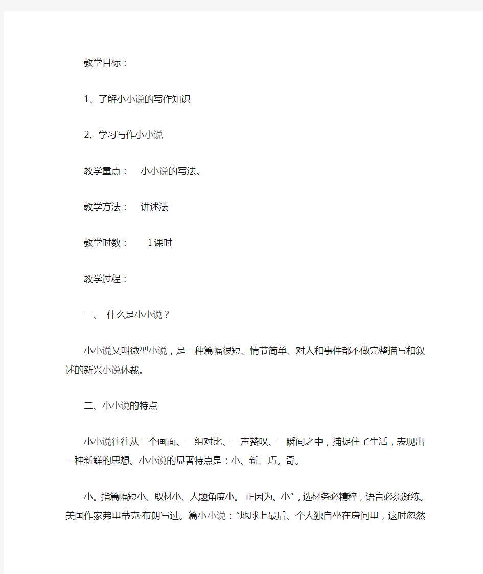 小小说教学教案