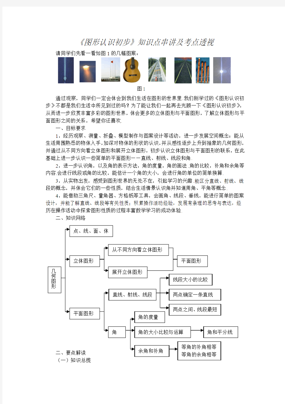 《图形认识初步》知识点串讲及考点透视