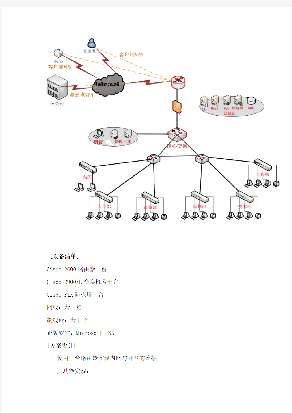 网络拓扑结构图设计及其方案说明