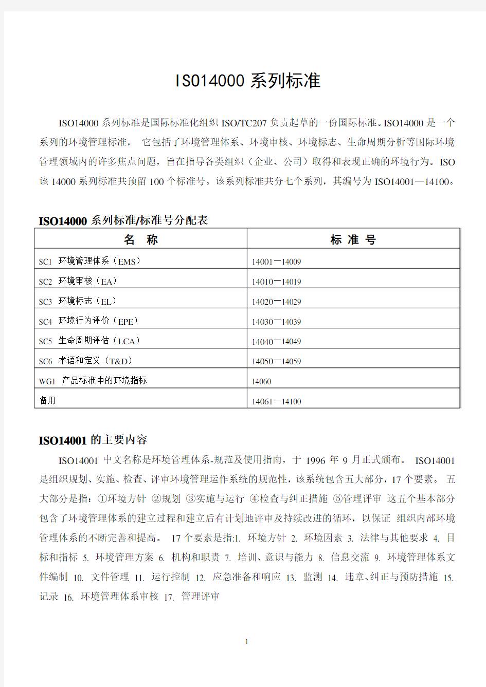 ISO14000系列标准