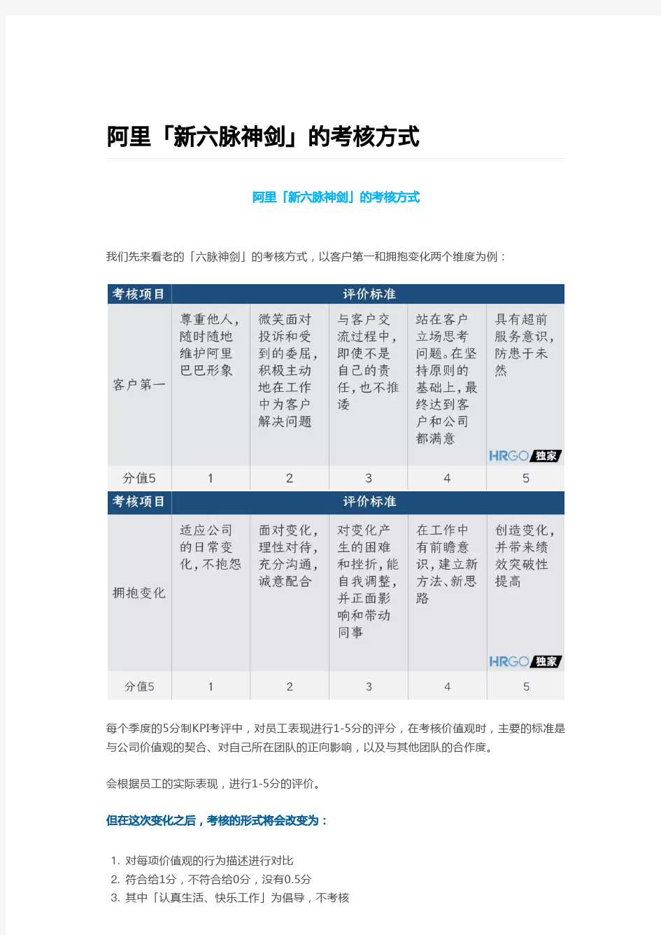 c价值观考核「新六脉神剑」阿里