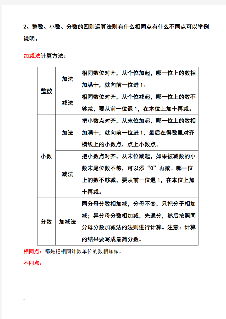 数的运算知识点整理