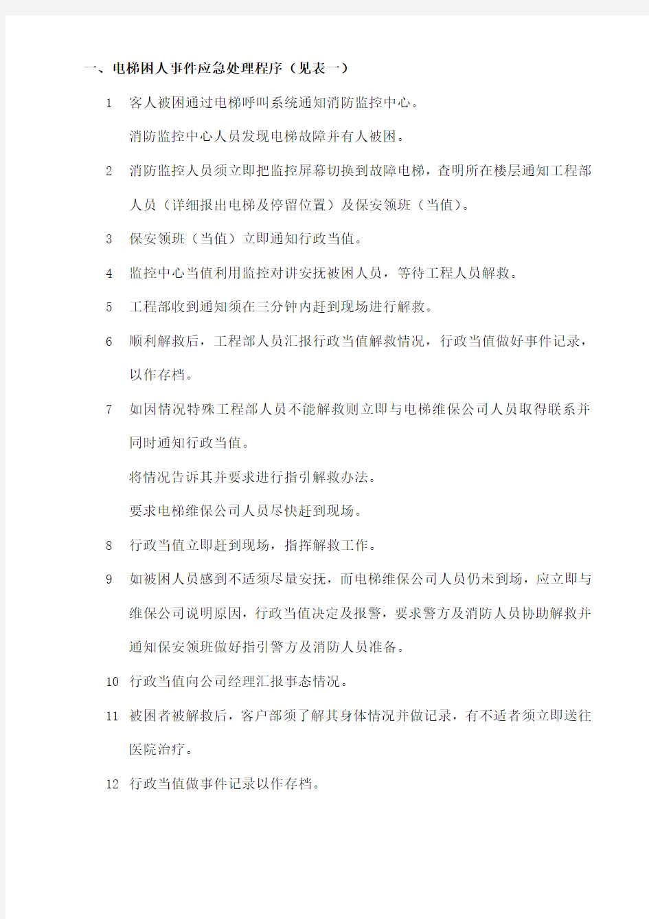 物业管理突发事件处理程序及流程紧急类