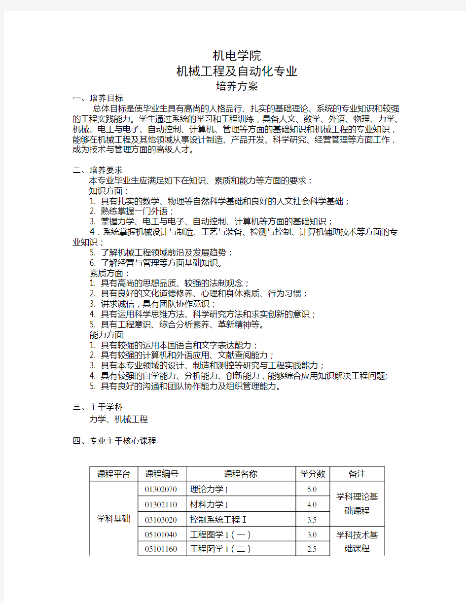 南航本科生重点学科介绍-2012级_机械工程及自动化