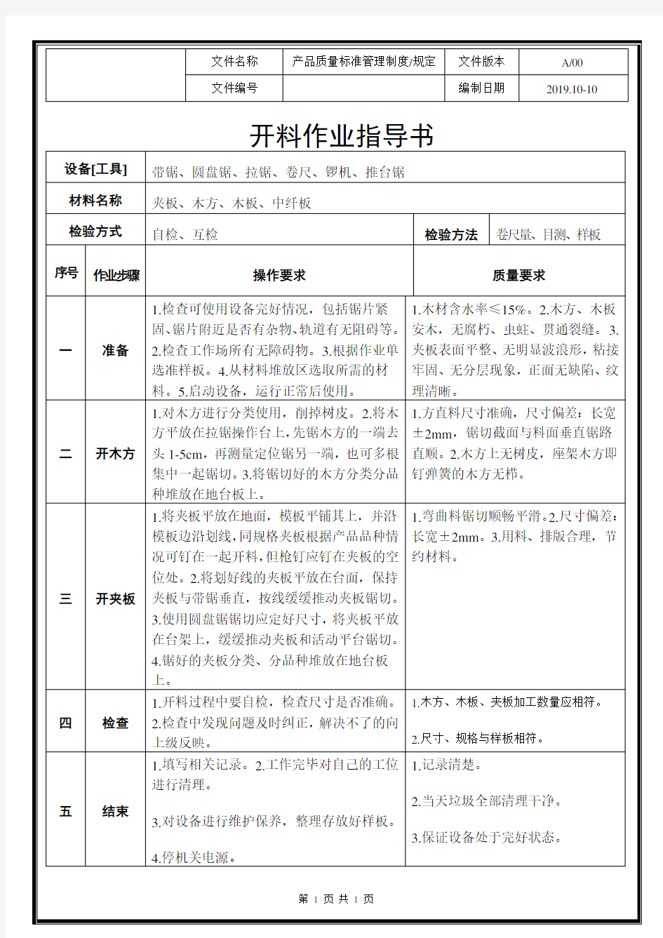 软体家具--开料作业指导书