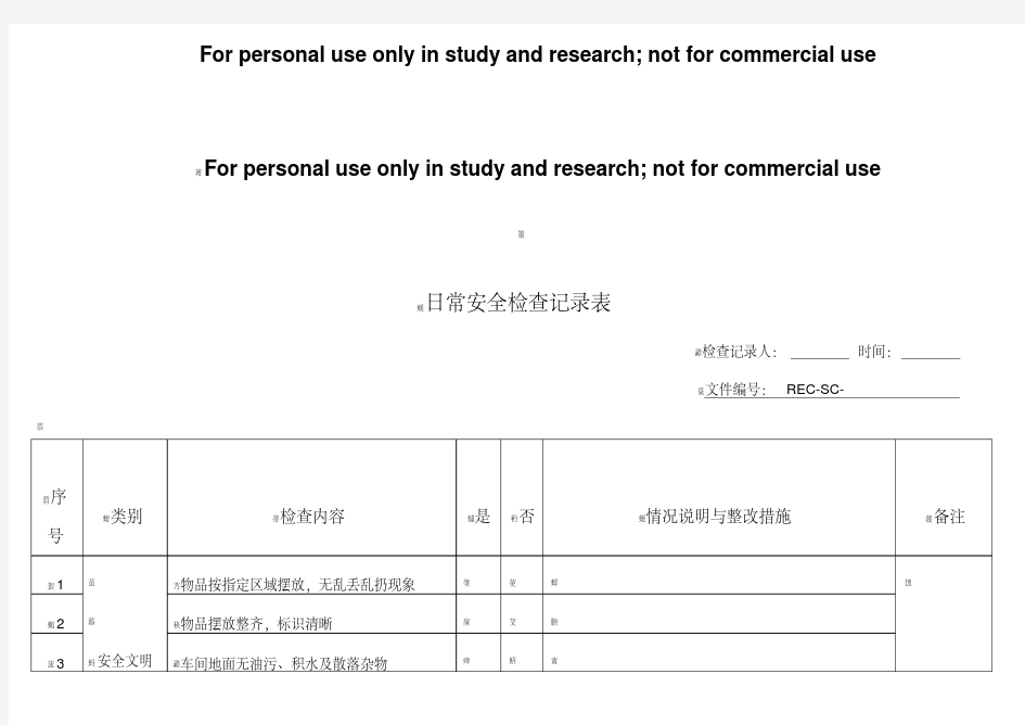 日常安全检查记录表