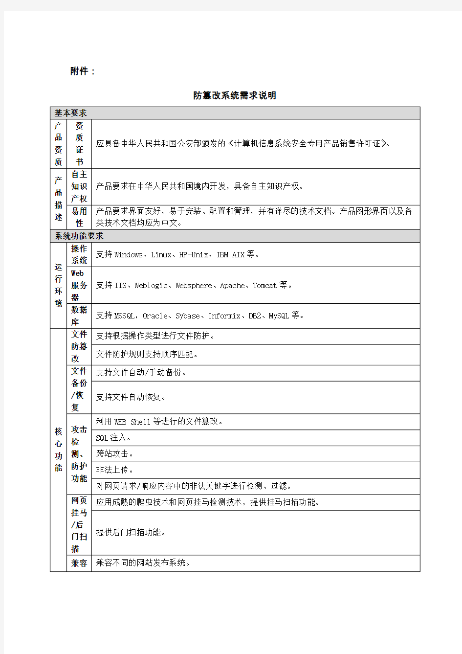 绿盟WEB应用防护系统(主机版)招标参数