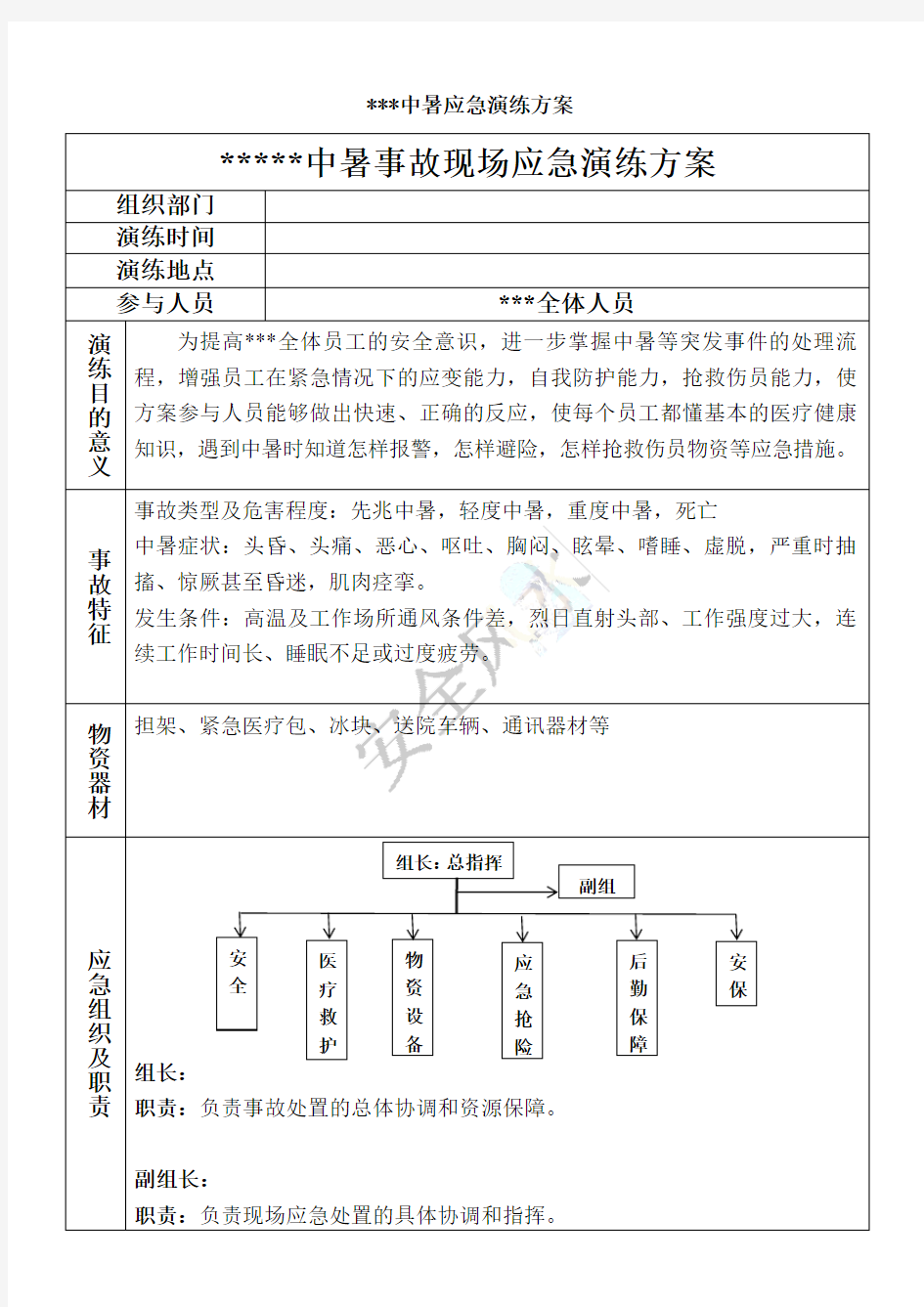 中暑应急演练方案