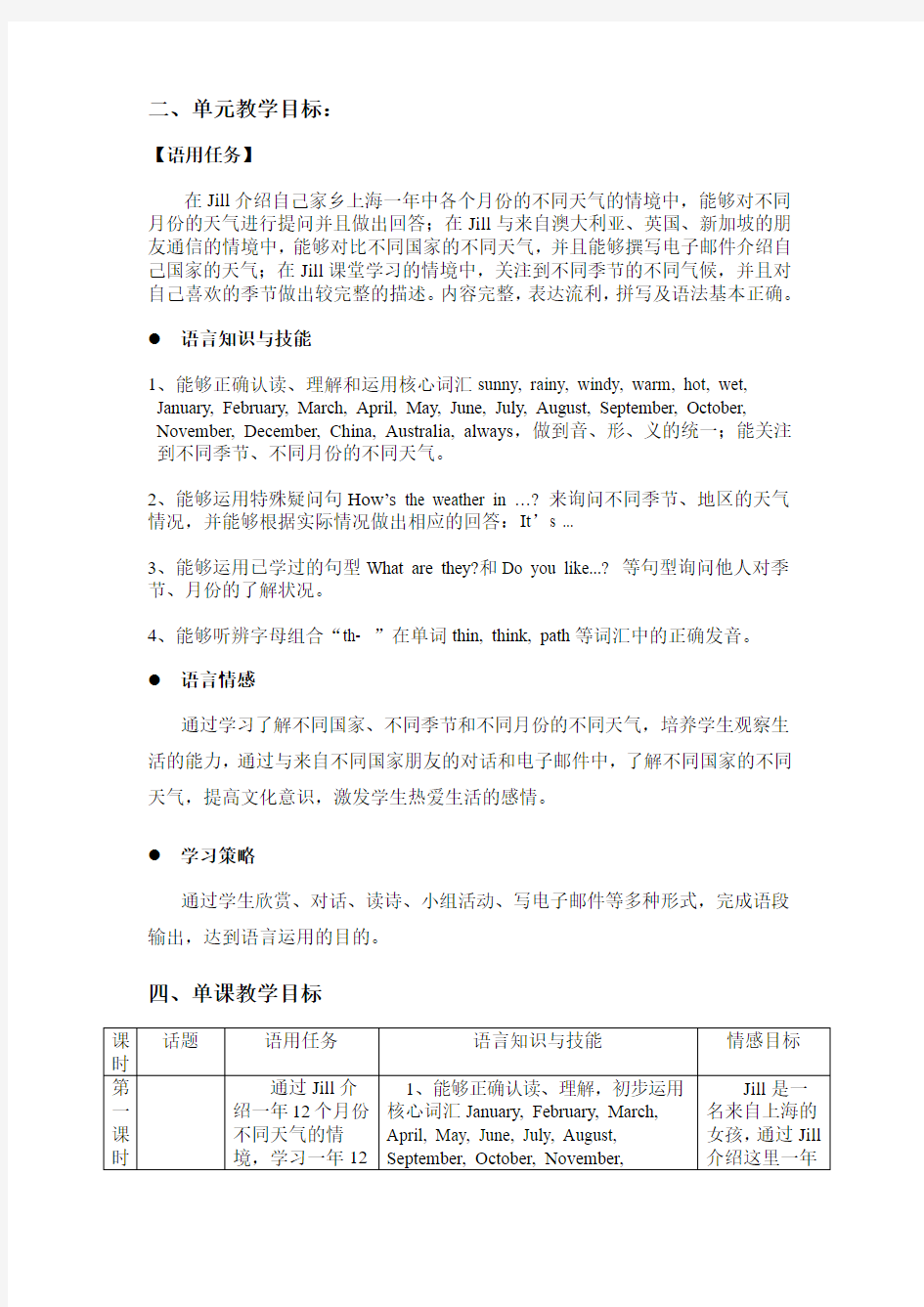 上海牛津英语 4AM4U3 teaching plan 公开课教案 区级获奖 单元教案