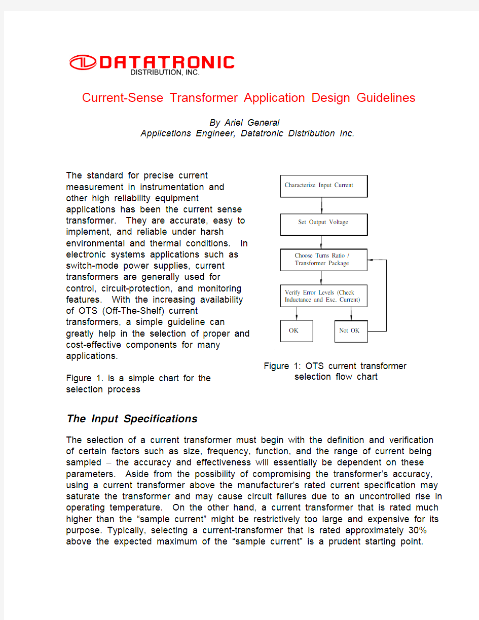 Current-Sense Transformer Application Design Guidelines