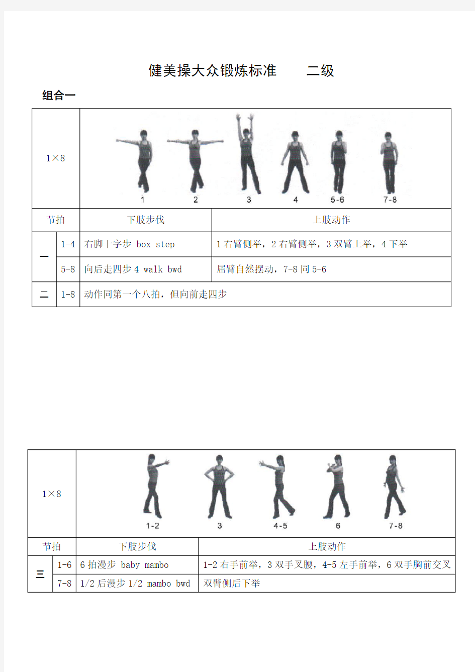 《全国健美操大众锻炼标准》第三套大众二级动作图解