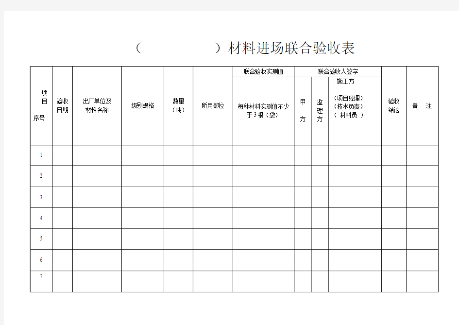 材料进场联合验收表