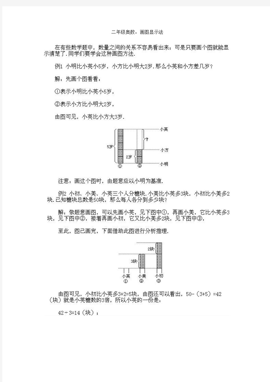 二年级奥数：画图显示法讲解2013