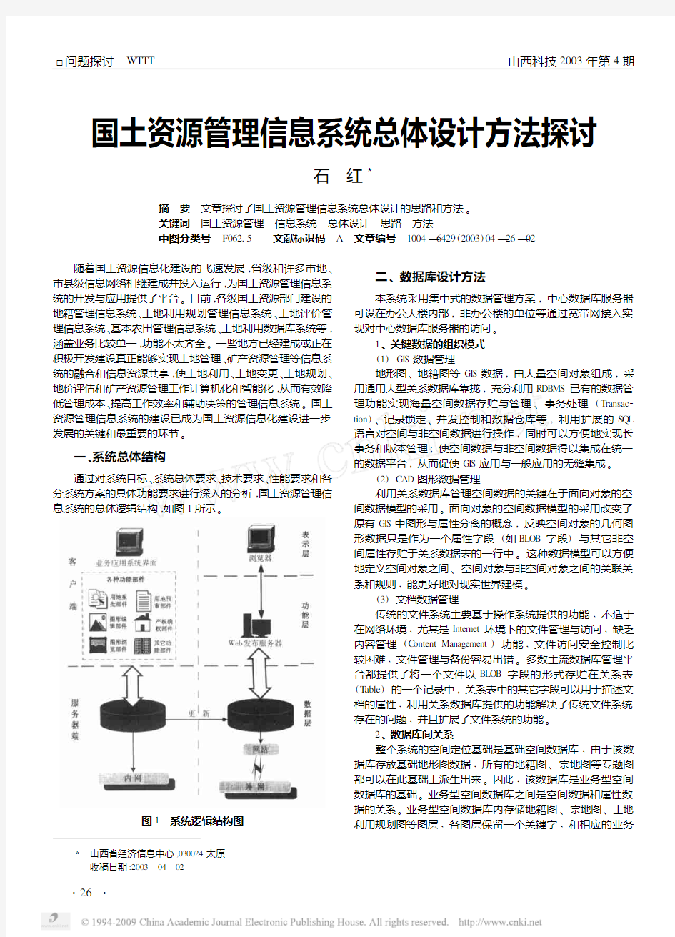 国土资源管理信息系统总体设计方法探讨