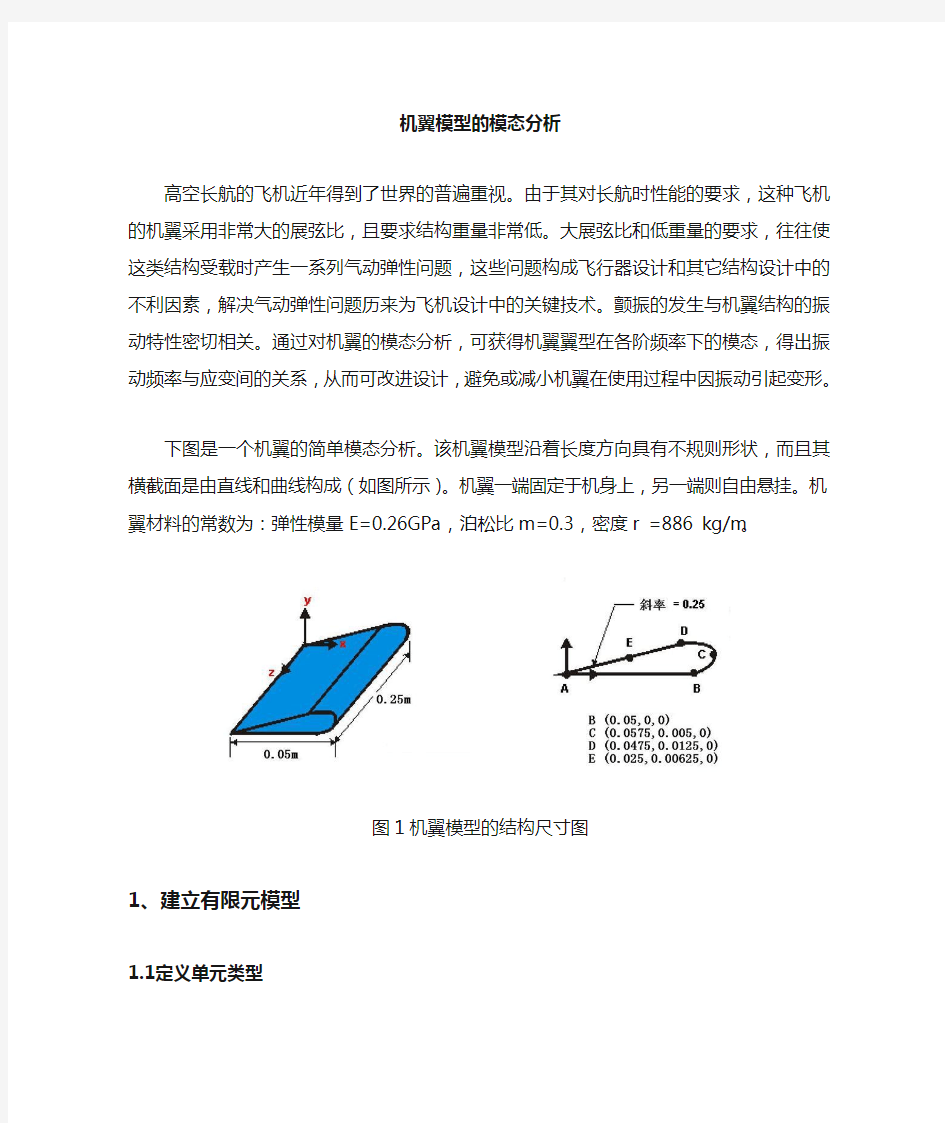 ANSYS机翼模型模态分析详细过程