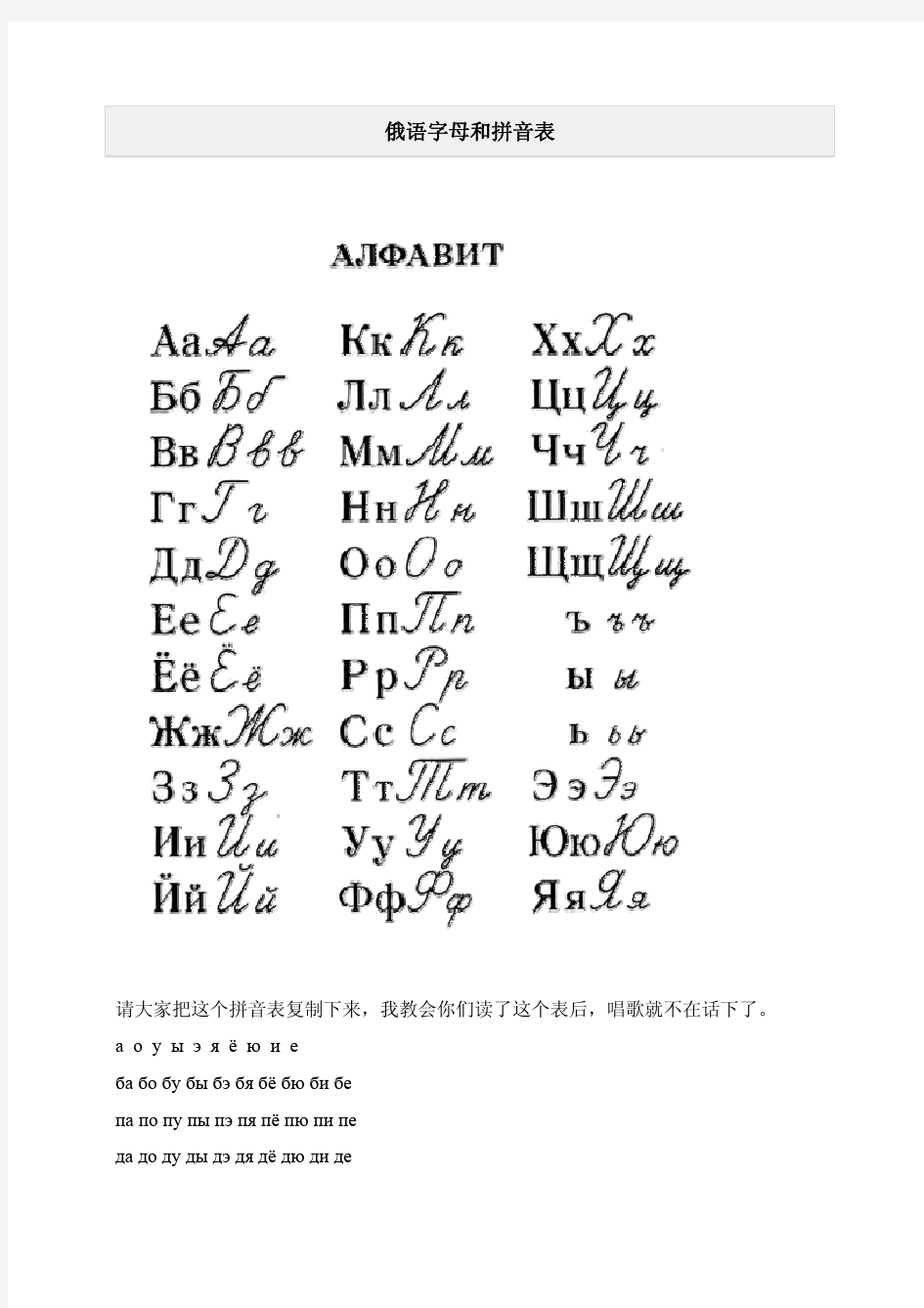俄语字母表及音标