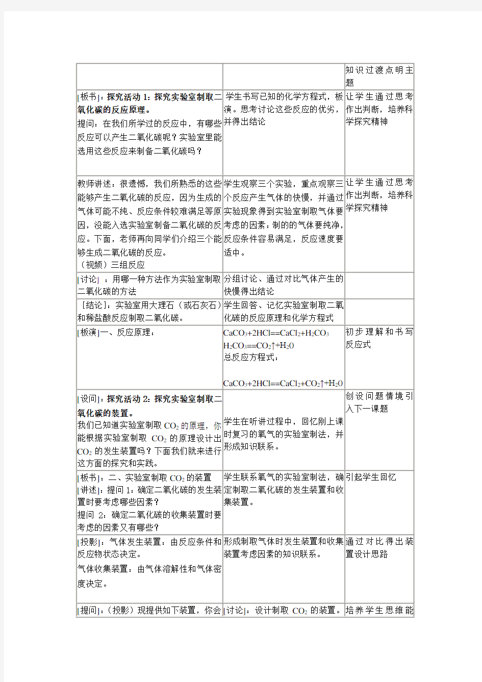 《二氧化碳制取的研究》教案