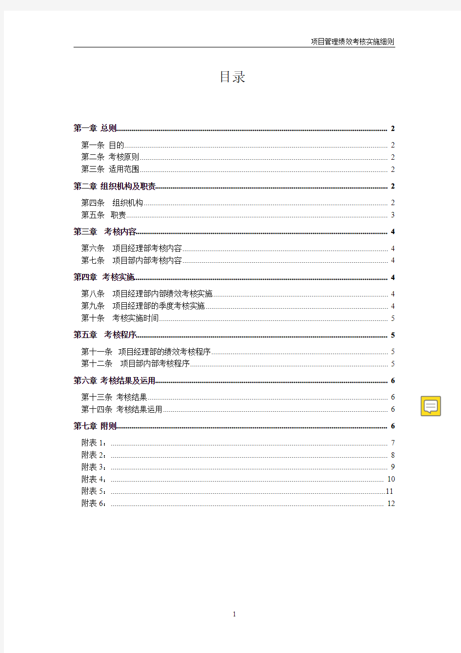 项目管理绩效考核实施细则