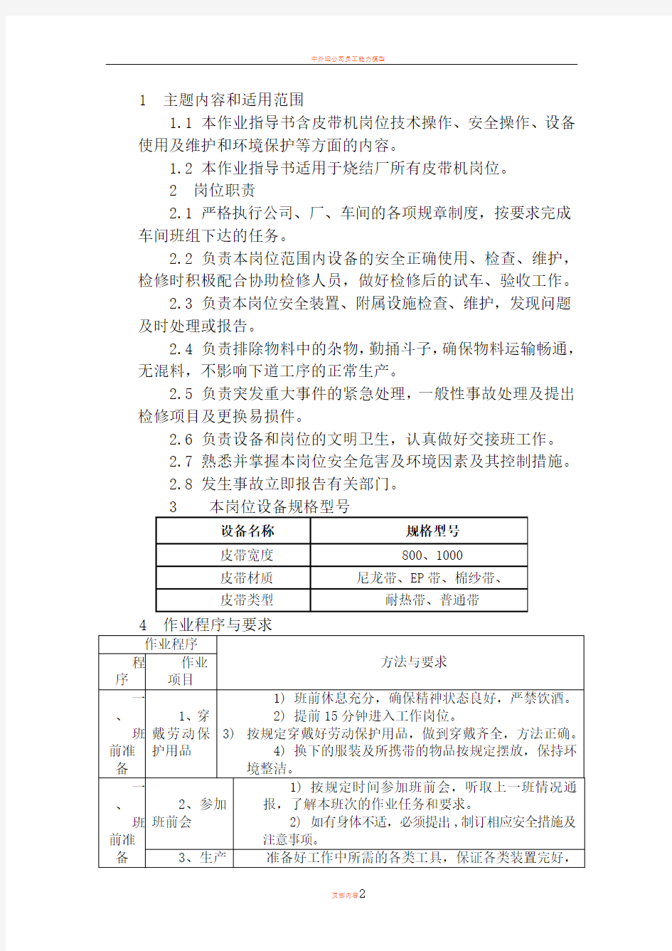 岗位作业指导书模版