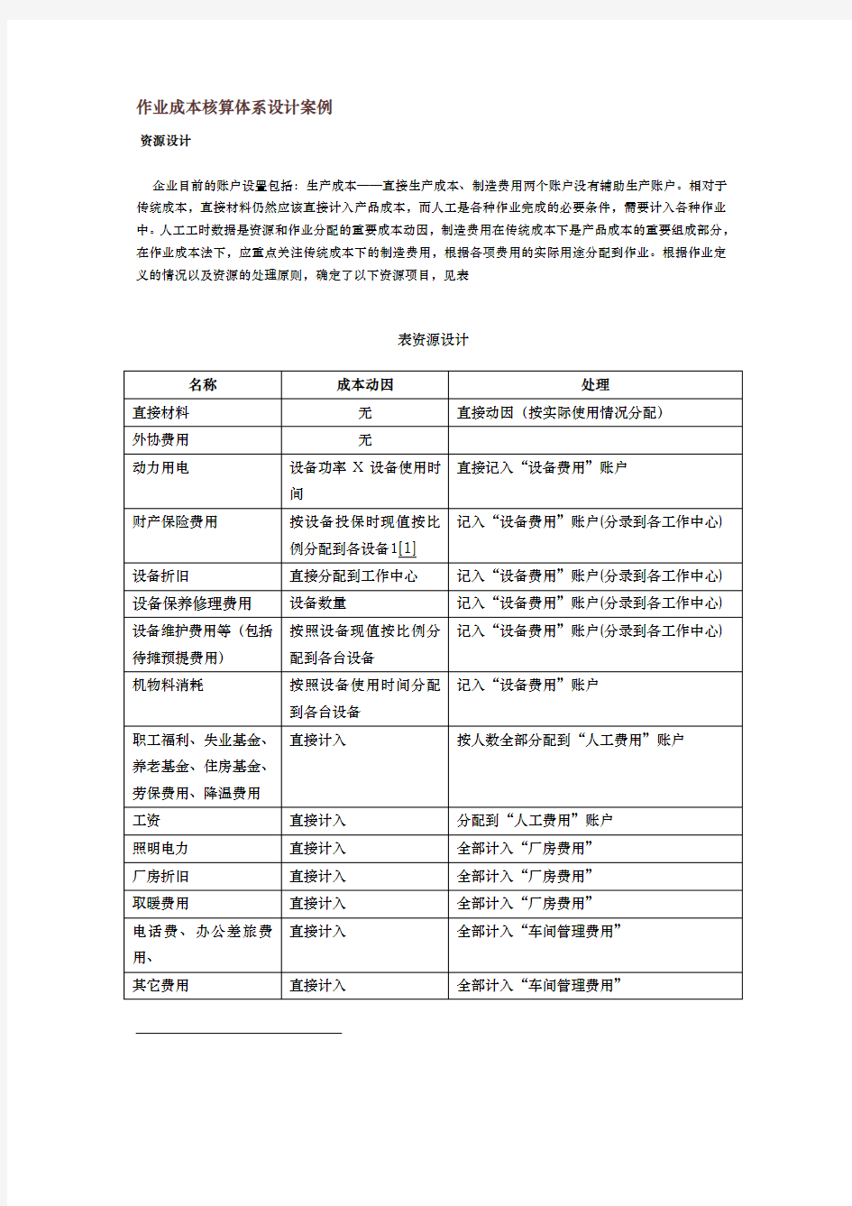 作业成本法与成本控制