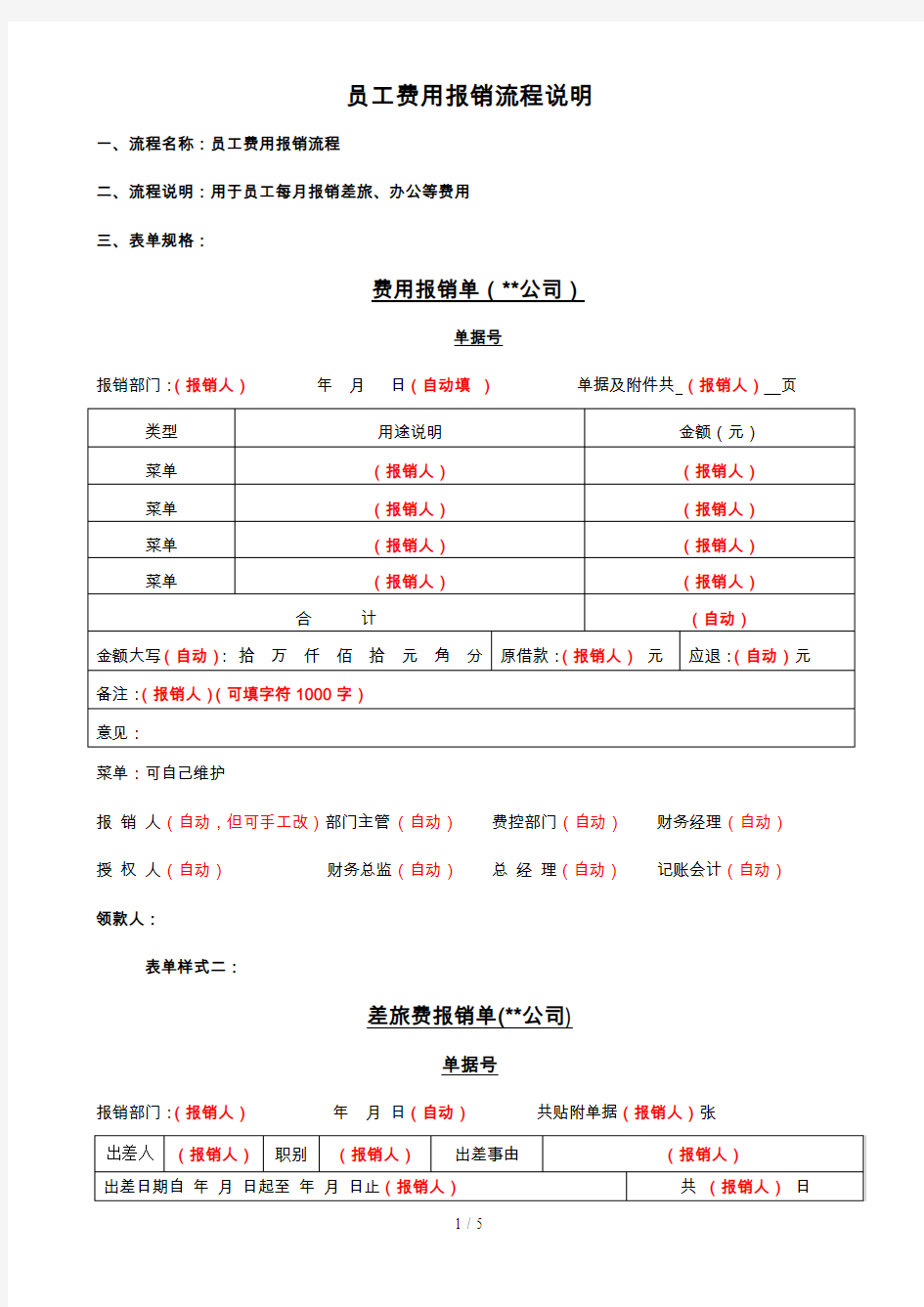 员工费用报销流程说明