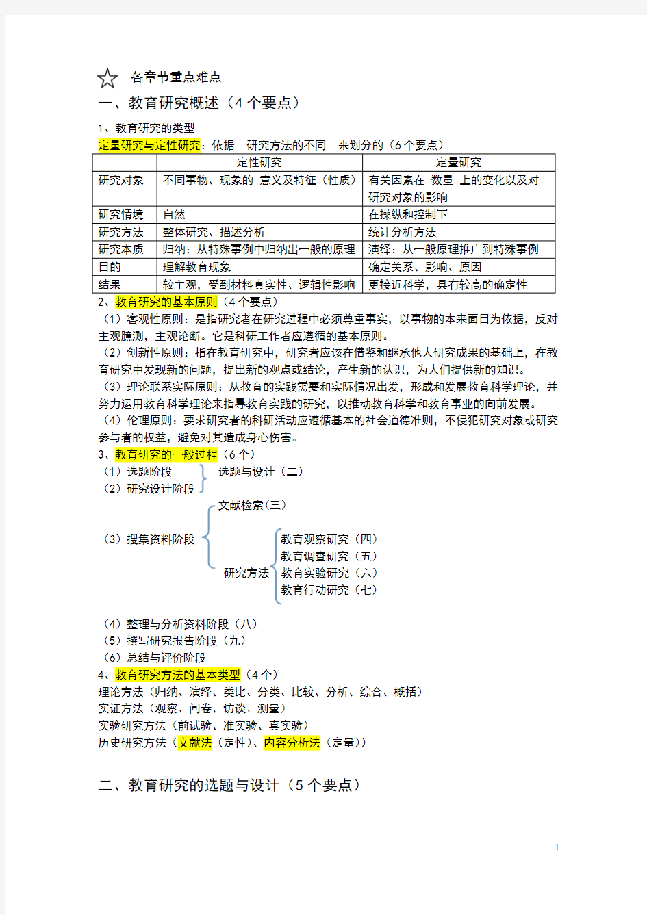 2016教育研究方法总结背诵版