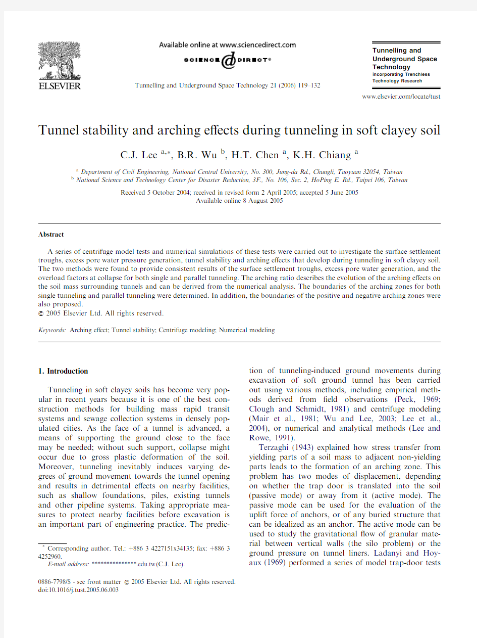 tunnel stability and arching effects during tunnelling in soft clayey soil