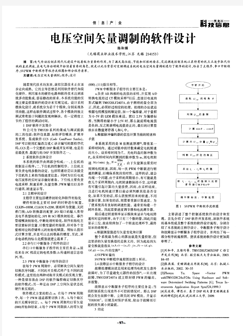 电压空间矢量调制的软件设计