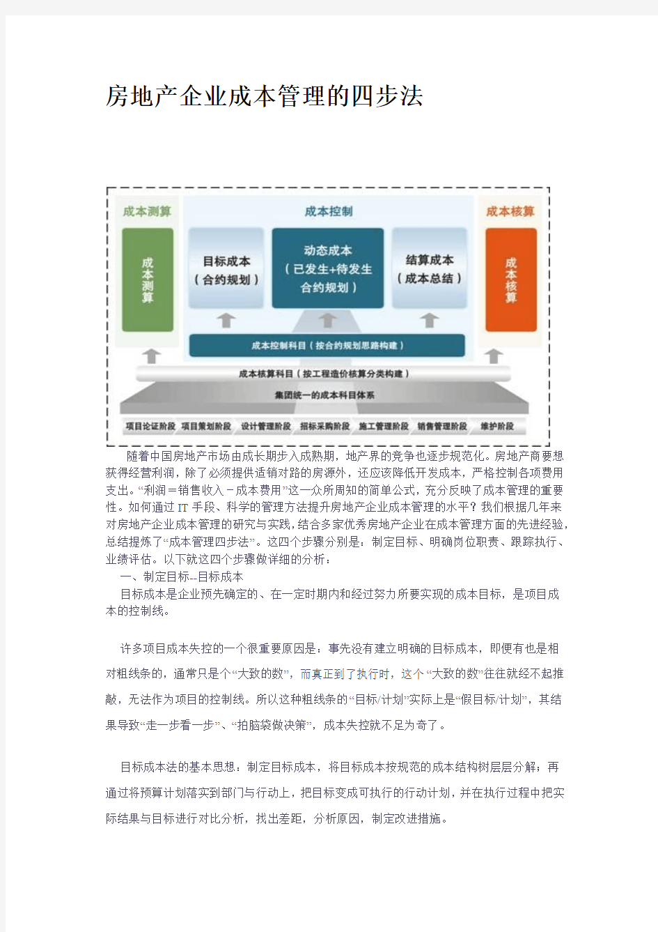 房地产企业成本管理方法