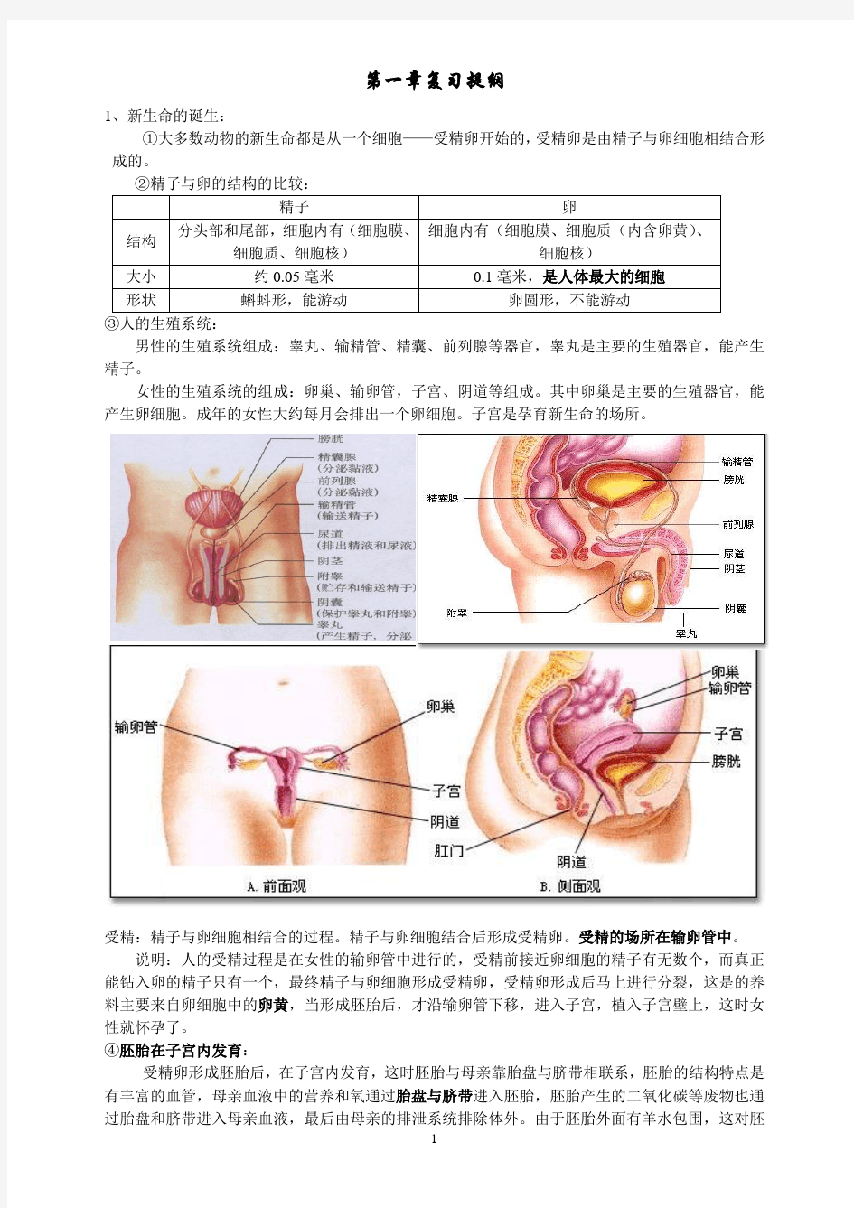 第一章(浙教版)七年级下科学复习提纲