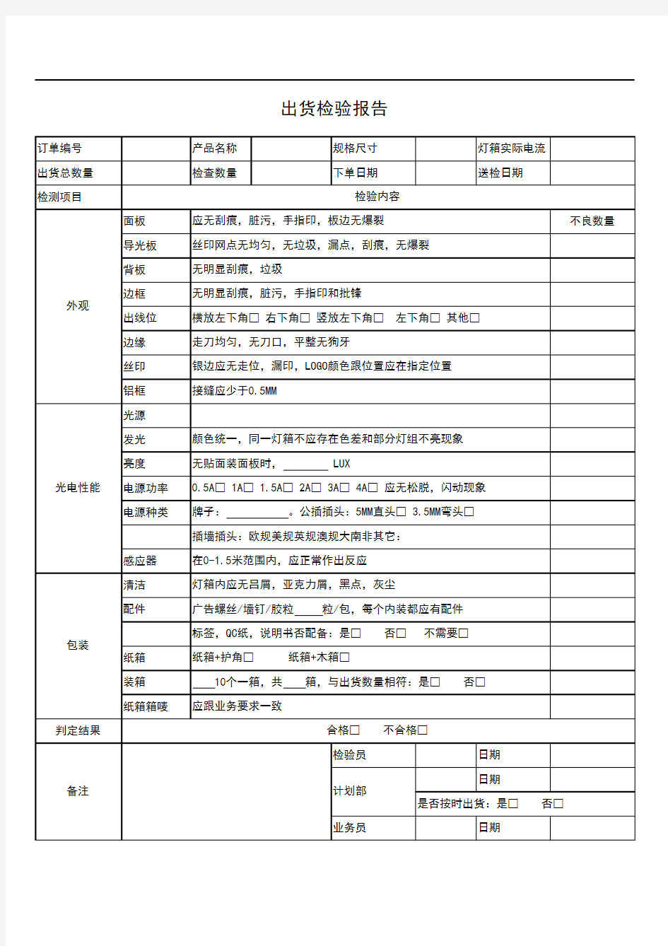 出货检验报告