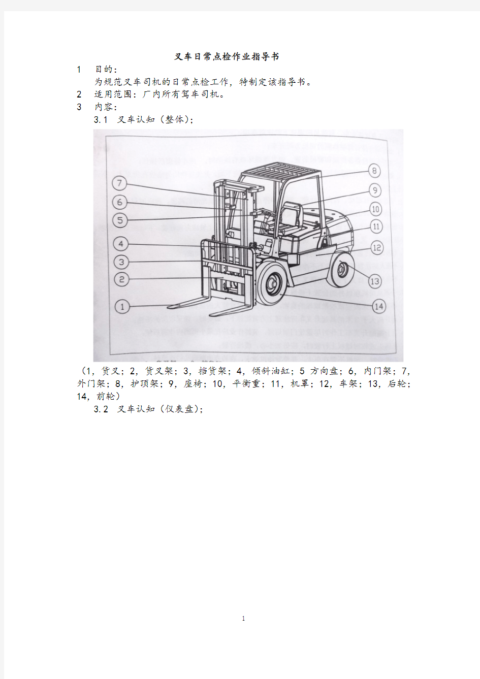 叉车日常点检作业指导书