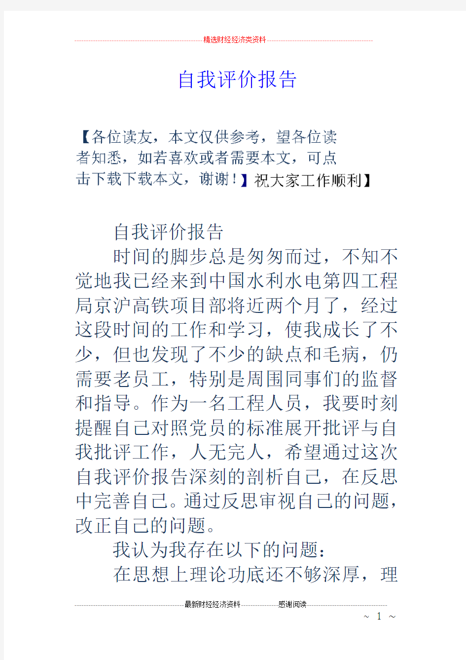 自我评价报告