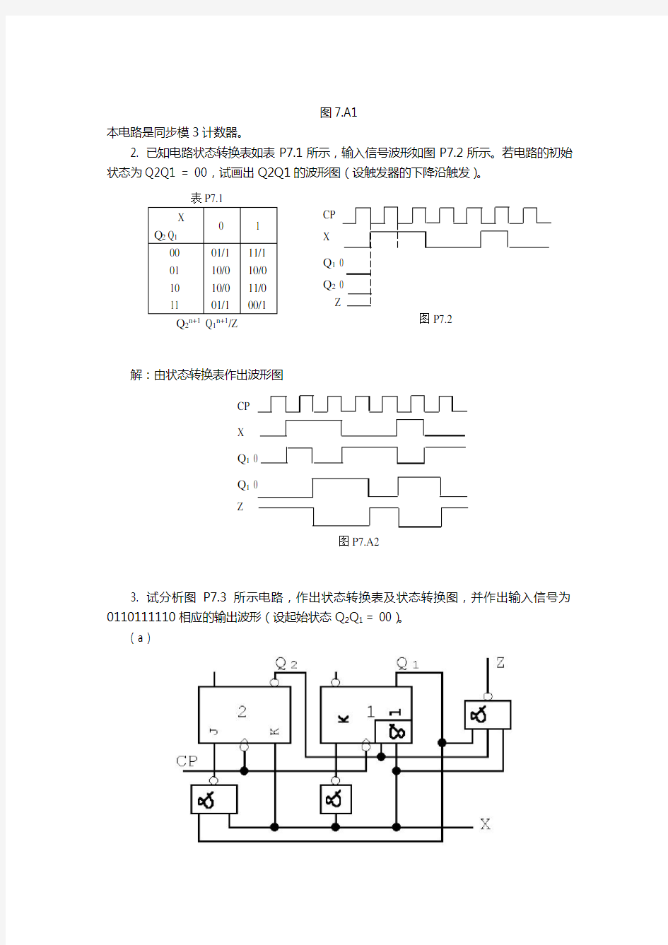 数字电路和数字电子技术课后答案解析第七章